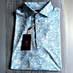 *NWT* Donald Ross Sport Golf Shirt Medium - light blue/white